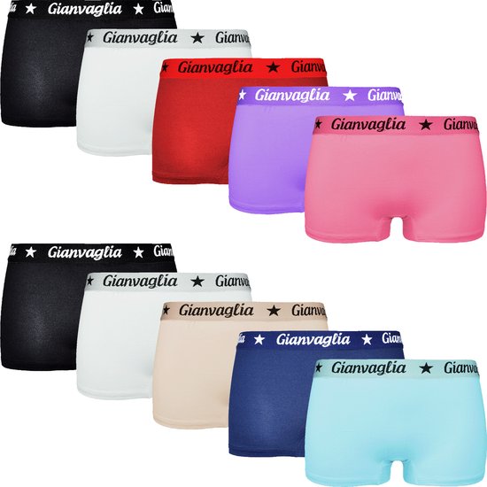 Dames Onderbroek Katoen – 10-Pack – Boxershorts – Effen – Mix Kleur – Maat XXL – Korte Pijp