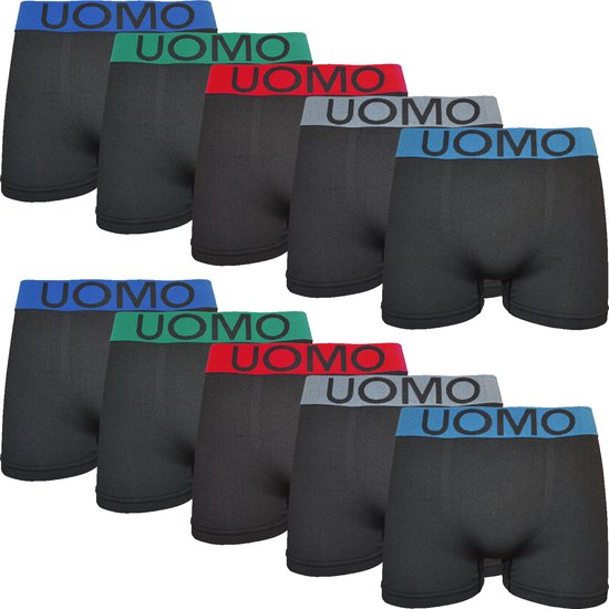 Uomo Microfiber boxershort heren 10-pack zwart